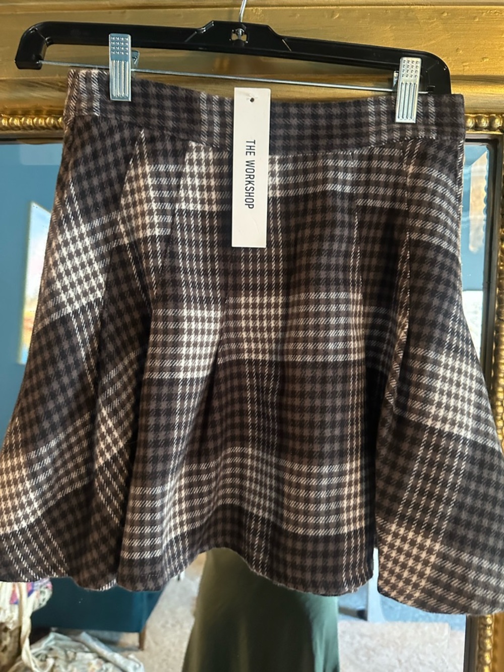 VICI - Workshop Republic Clothing Brown & Cream Plaid Flared Mini Skirt